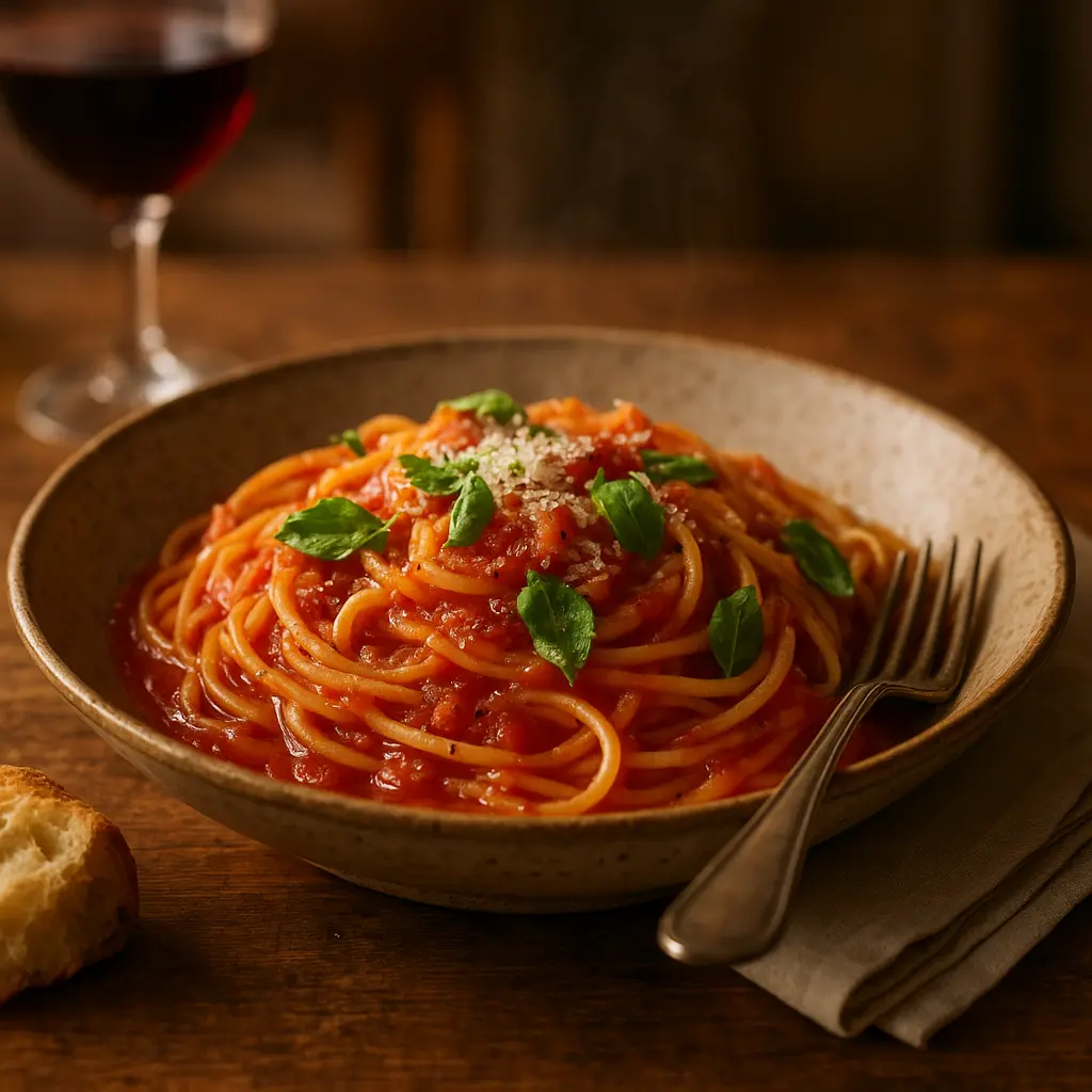 Frisch angerichtete Pasta